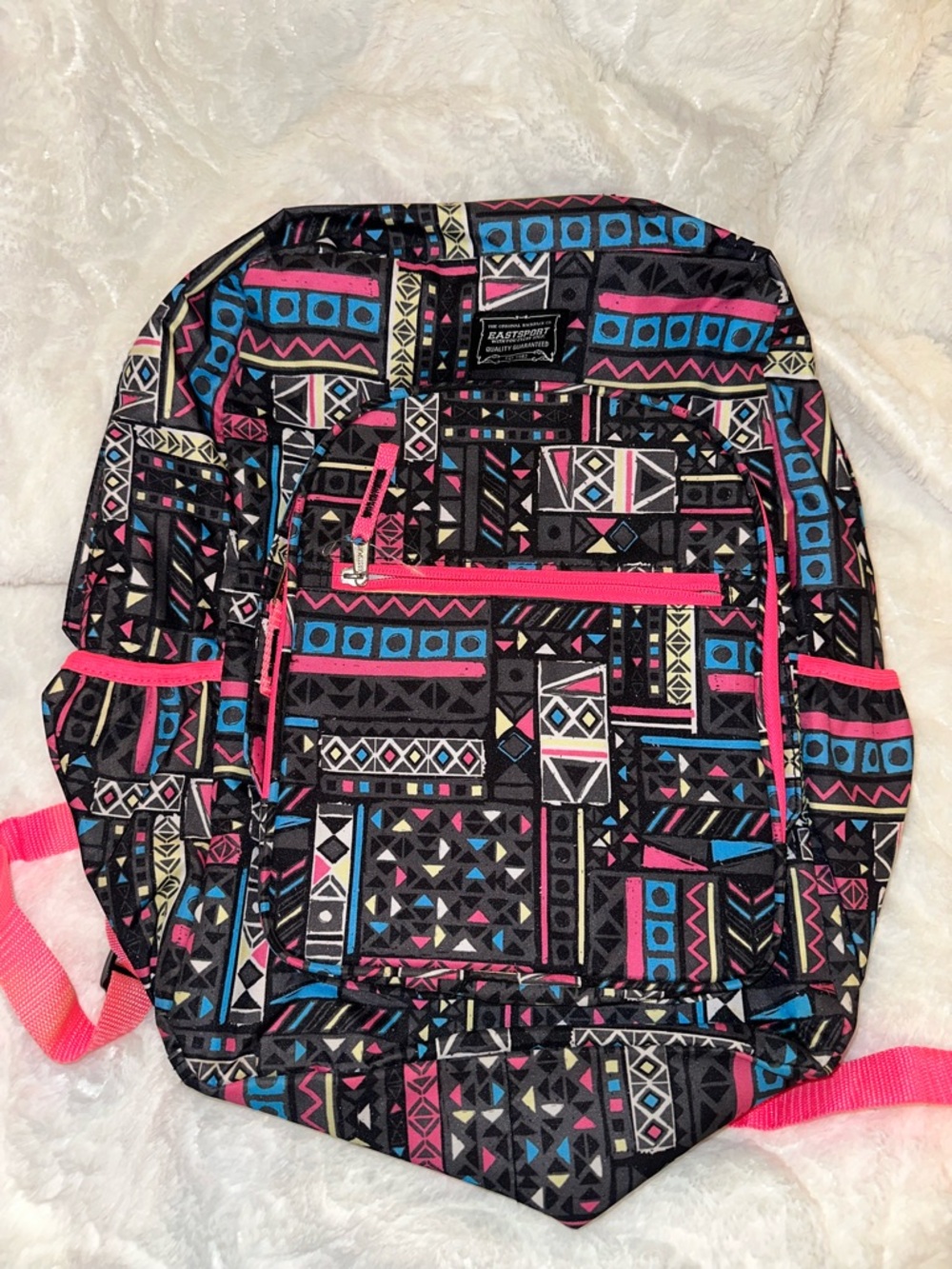 Eastsport Geometric Print Backpack in Pink & Blue